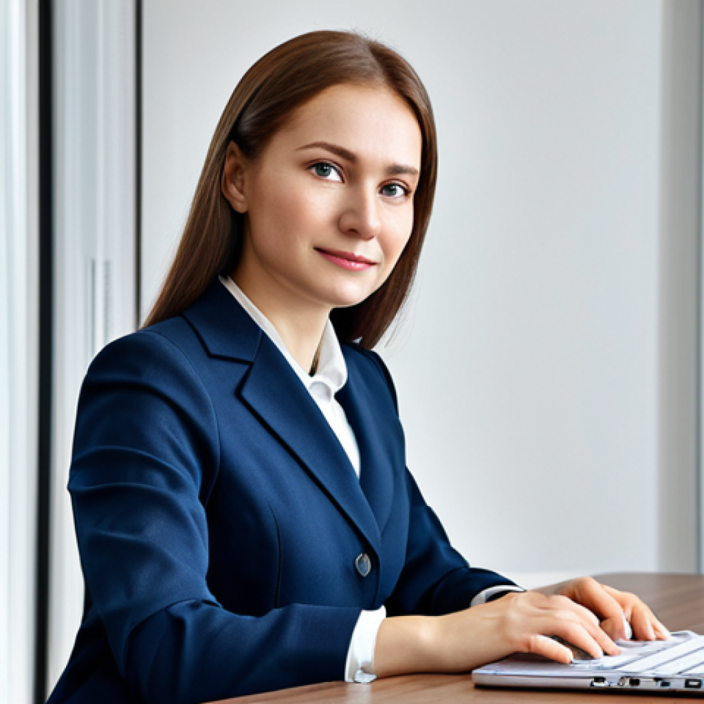 Professional Businesswoman**

A professional businesswoman in a modest business suit, sitting at a desk in a modern Moscow office, fully clothed, appropriate attire, safe for work, perfect anatomy, natural proportions, professional photography, high quality.

**