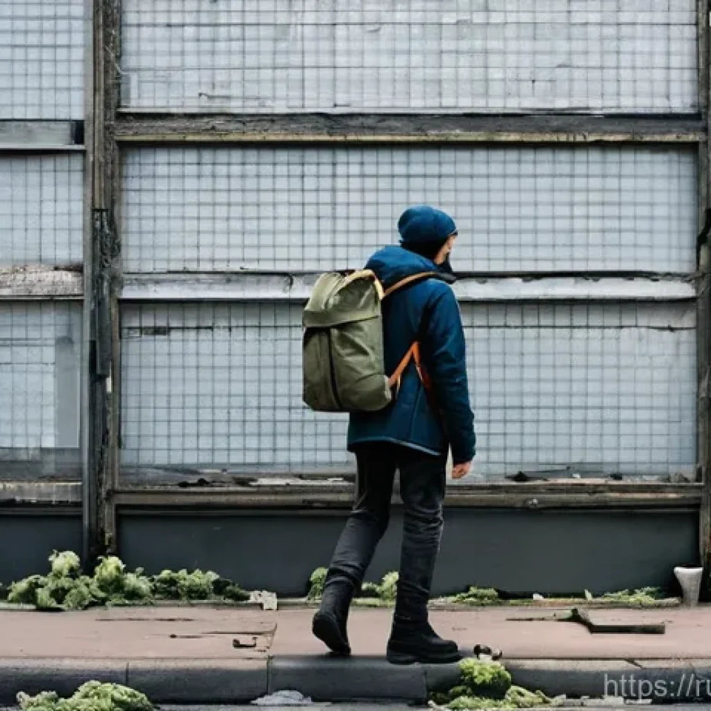 극한 환경에서의 음식 조달 방법 - **Urban Scavenging in a Desolate City:**
    "A lone, determined individual, dressed in practical, l...